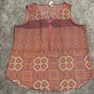 Tacera Multicolor Sleeveless Blouse - Pink and Purple